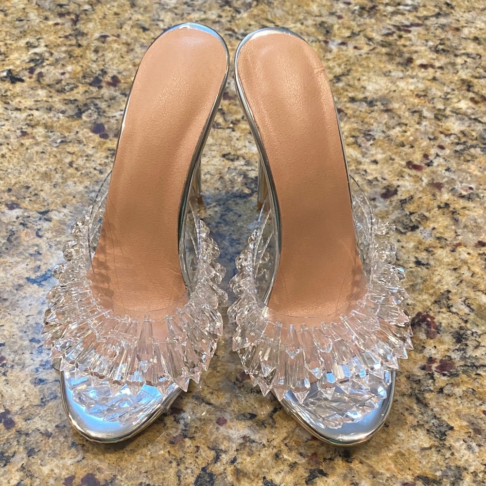 Glamorous Crystal-Embellished Silver Heels